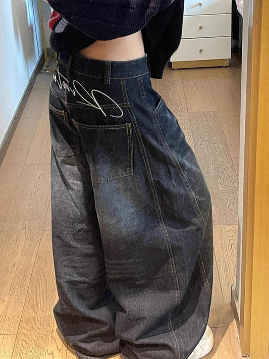 Blue vintage straight boyfriend jeans