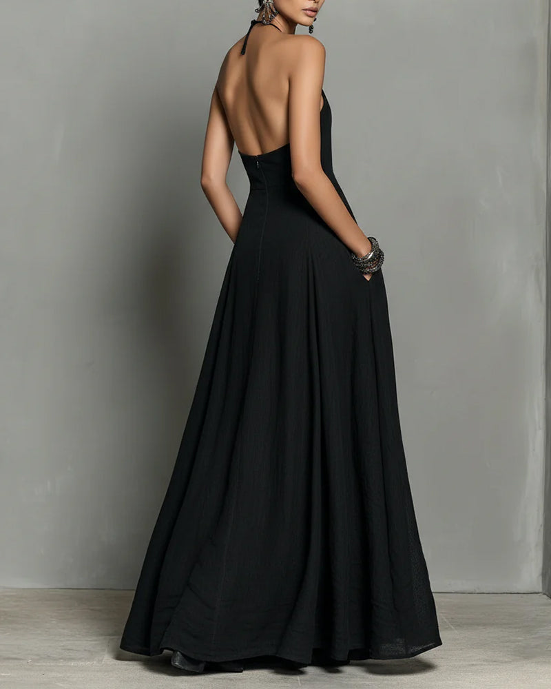 Kleid Modisch Halter Neck Lang