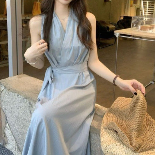 Robe longue sans manches avec ceinture pour femme - Lidia 