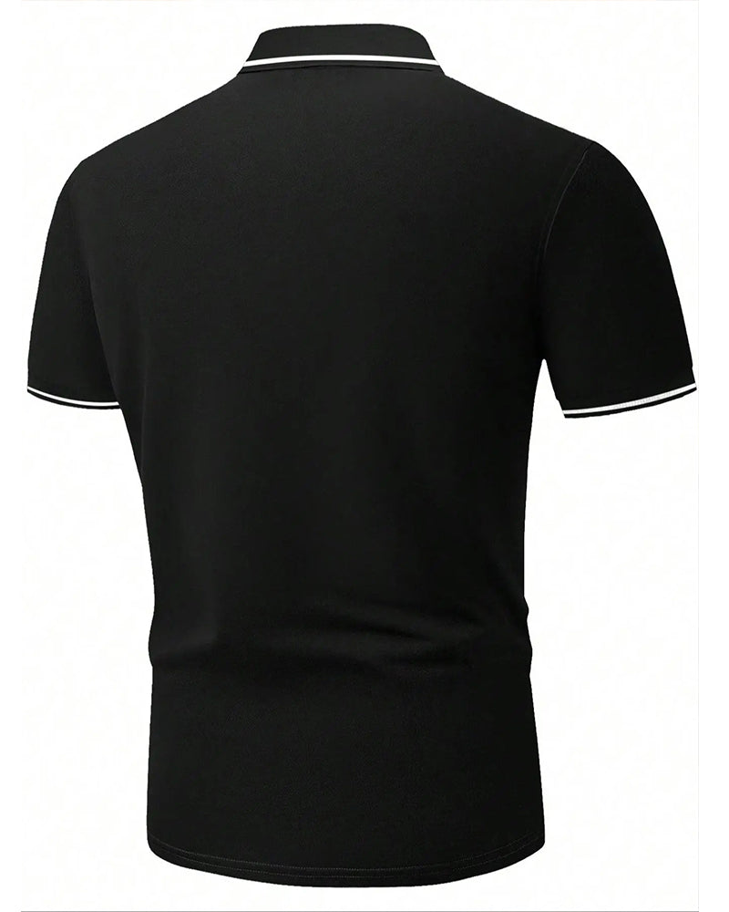 Hemd Herren Regular Fit Kontrastbündchen Kurzarm Strick-Polo