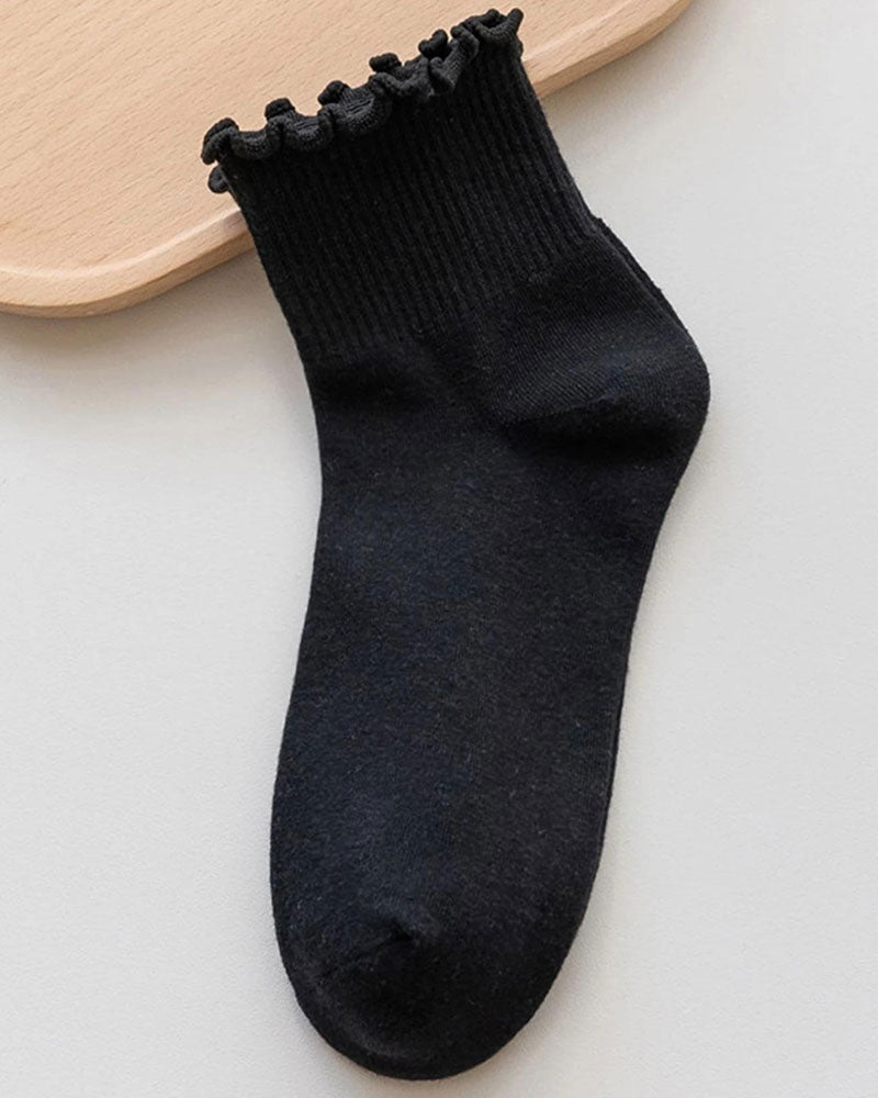 Socken Damen Rüsche Kante (6 Paare)