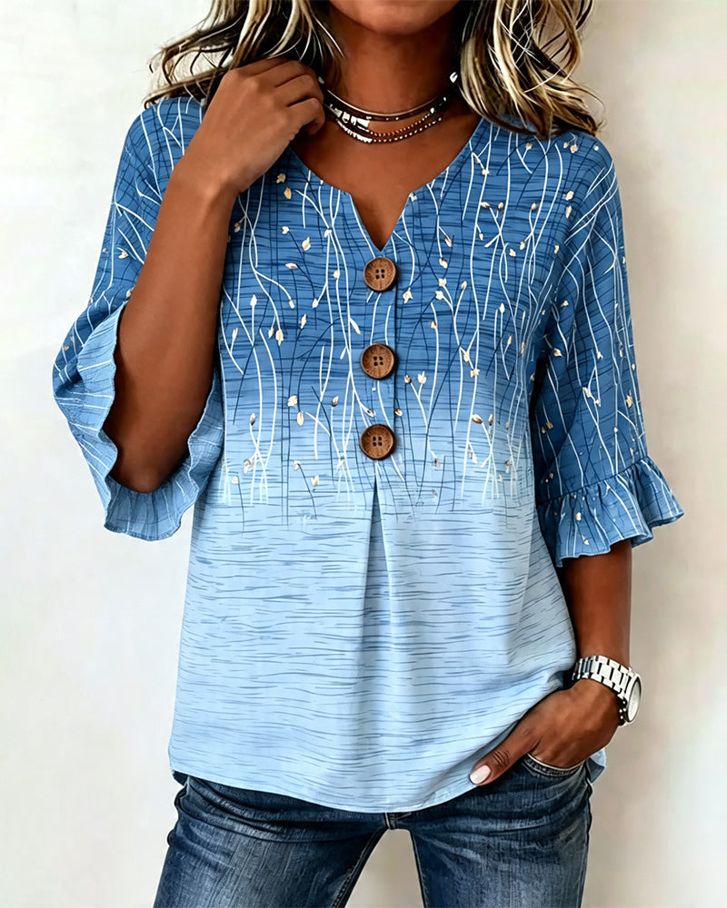 Bluse Bedruckt Rüsche