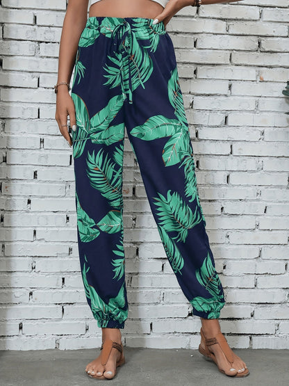 Black palm print pants - Mia