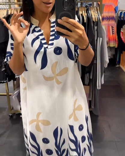 Kleid Blumenprint V-Ausschnitt