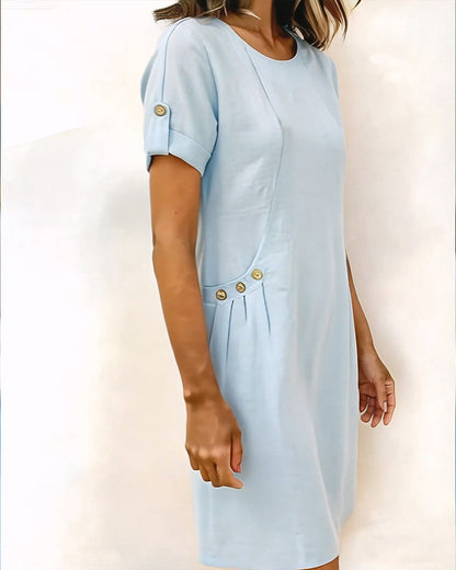 Kleid leinenfarben einfarbig einfach gerade