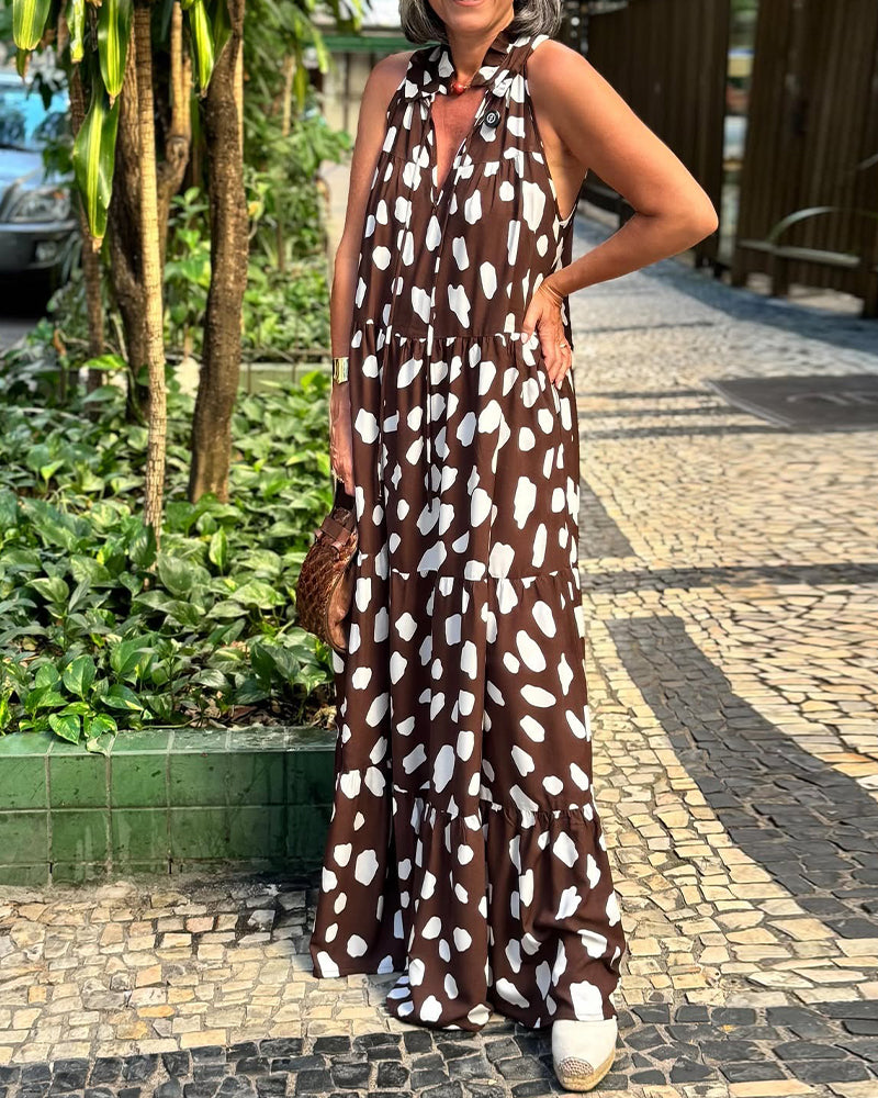 Kleid Urlaubsstil Ärmellos Print