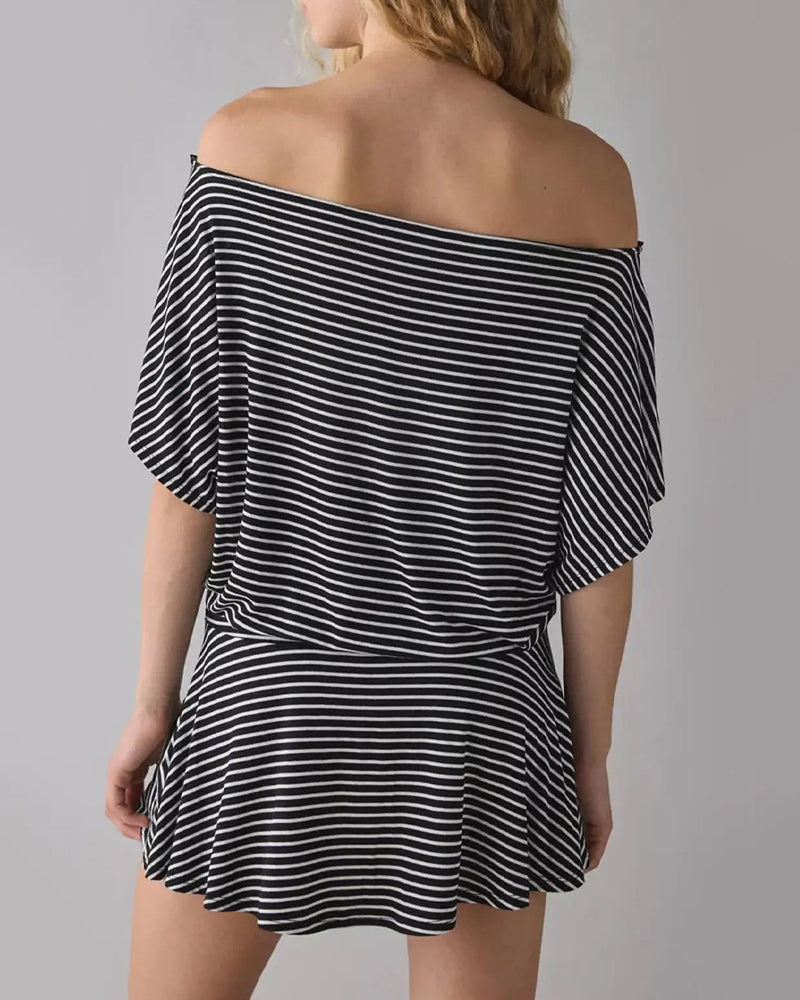Kleid Off-Shoulder Locker Fledermaus