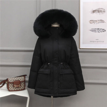Puffer Jacket with Fur Hood for Women - Loredana