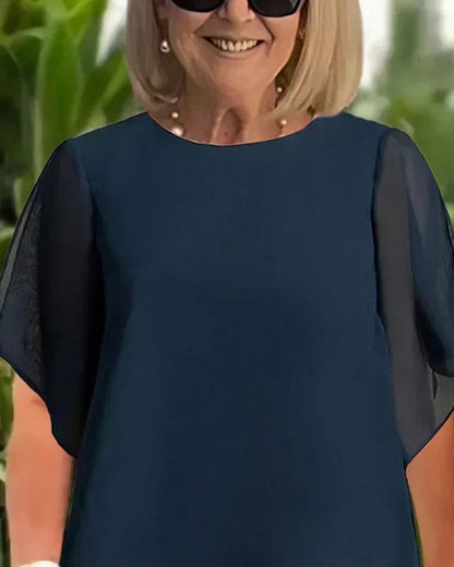 Set Chiffon Asymmetrisch Top Weites Bein Hose