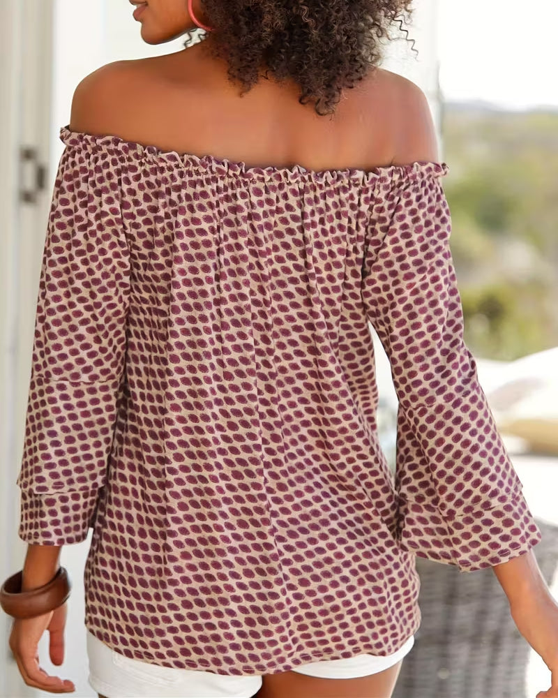Bluse Off-Shoulder Gepunktet