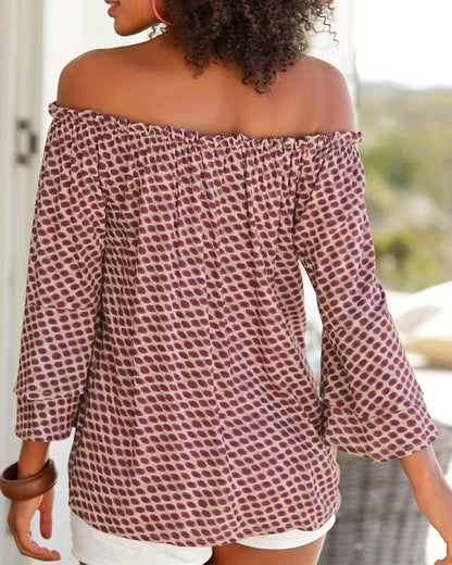 Bluse Off-Shoulder Gepunktet