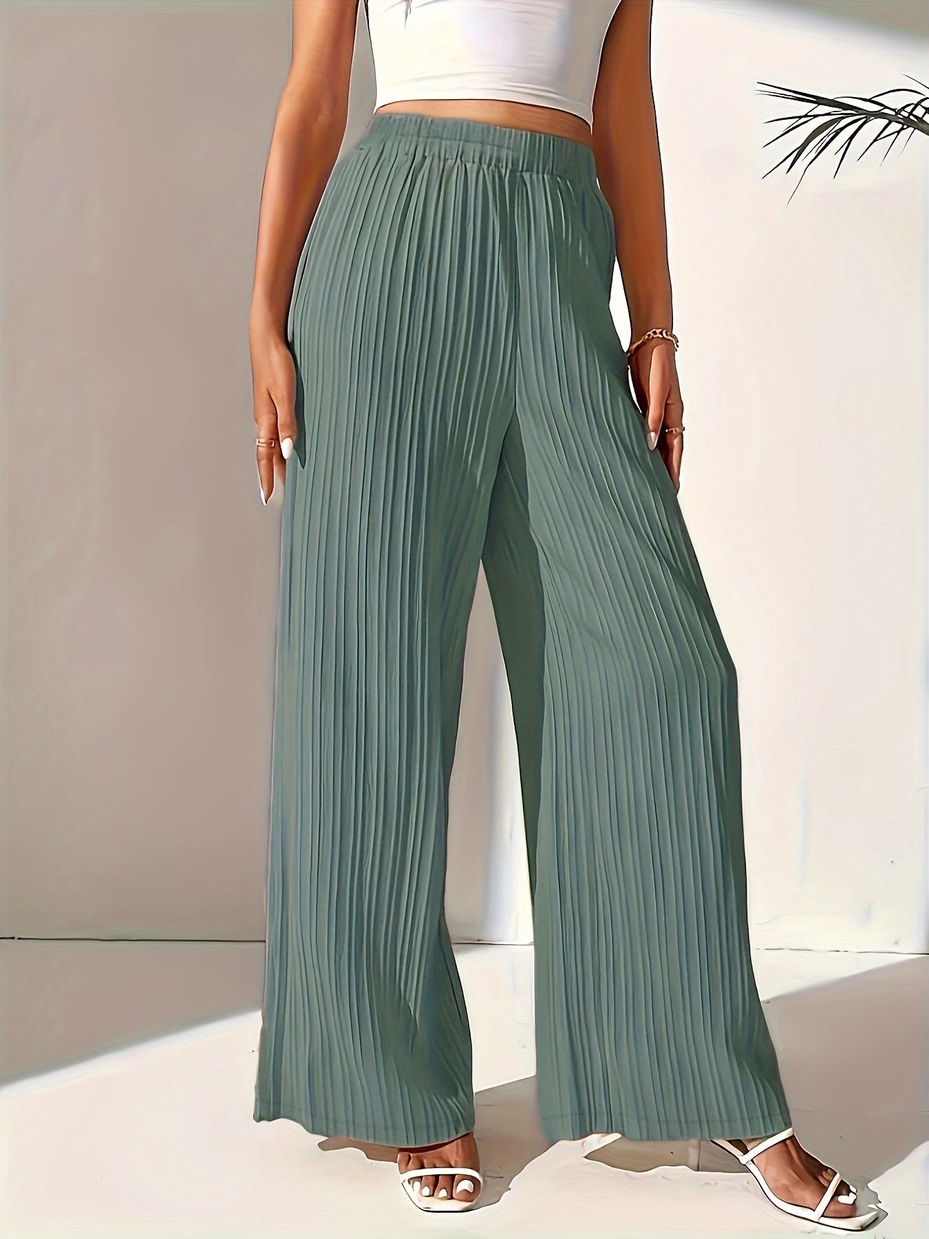 Pink Pleated Wide Leg Pants - Bella