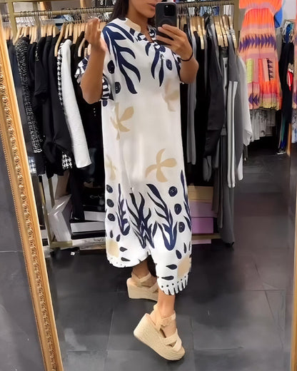 Kleid Blumenprint V-Ausschnitt