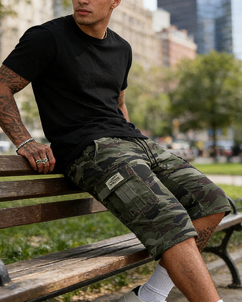 Herren Tarnung Cargo Shorts Multi-Tasche Verstellbare Taille Atmungsaktiver Stoff