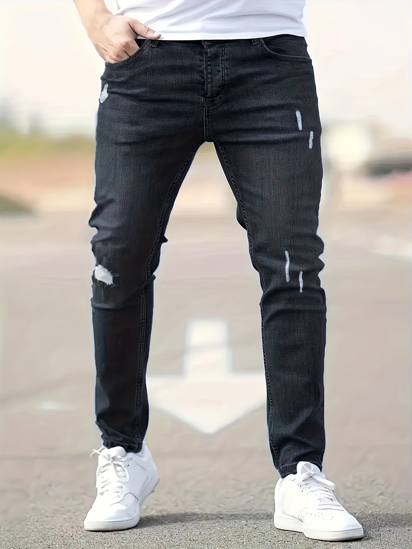 Blaue Slim-Fit Jeans mit Used-Look - Oliver