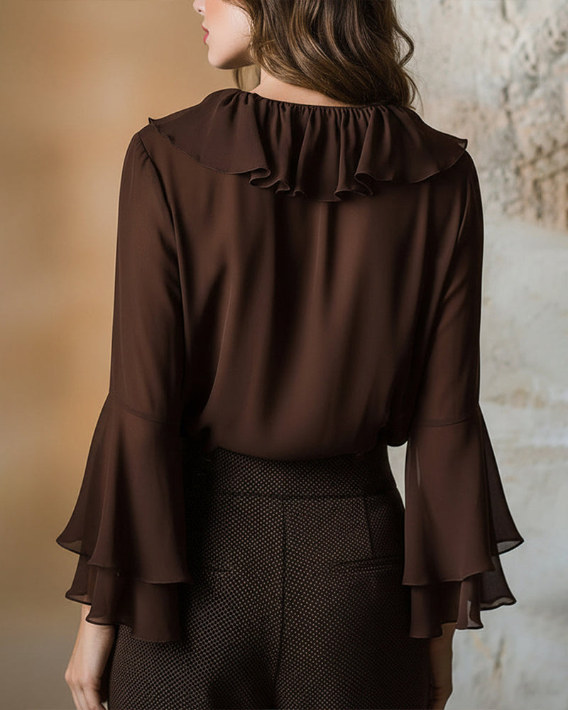 Bluse Elegant V-Ausschnitt Rüsche