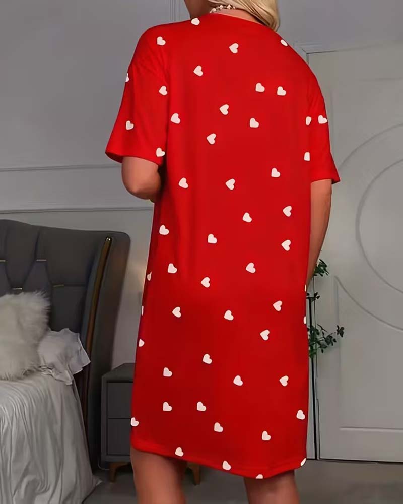 Kleid Buchstaben Herzprint lässiges Nachthemd