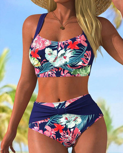 Bikini Urlaubsstil Blumenprint zweiteilig