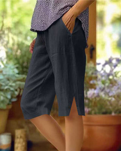 Hose Elastische Taille Lässig Bermuda