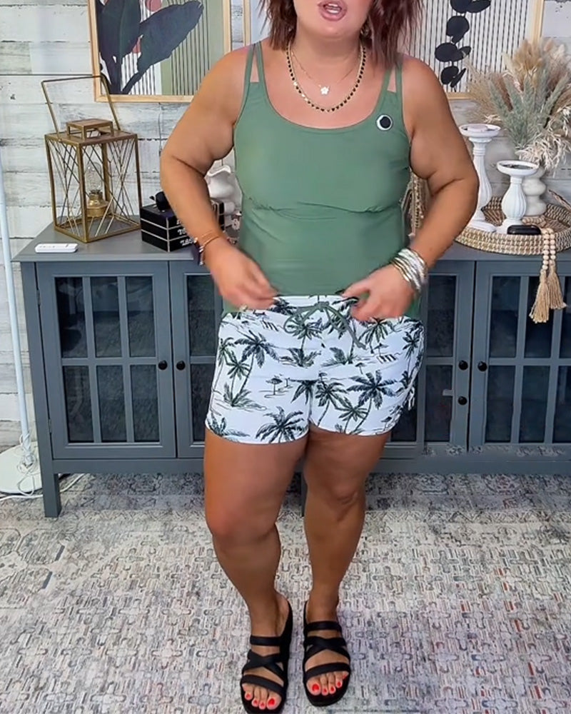 Tankini Tanktop-Stylet Geradeschnitt Strandshorts