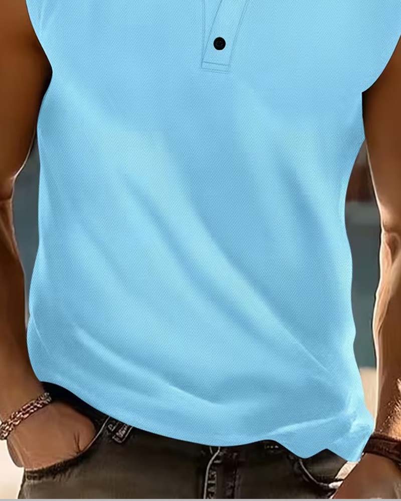 Tanktop Herren Henley Einfarbig Sport