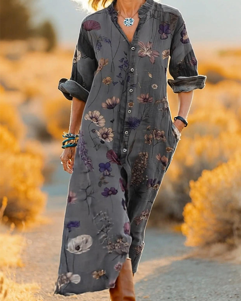 Kleid Blumenmuster Hemd