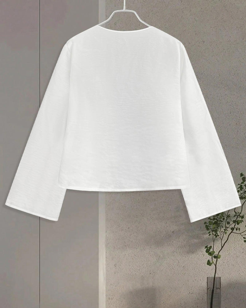 Bluse Tie V-Ausschnitt Sonnenschutz