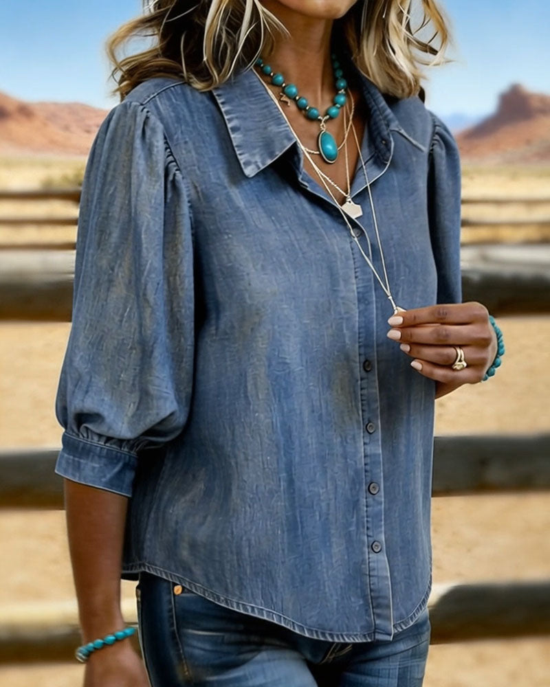 Hemd Bubble Kurzarm Denim
