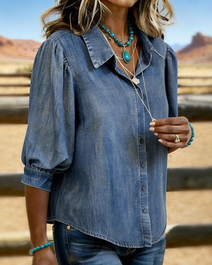 Hemd Bubble Kurzarm Denim