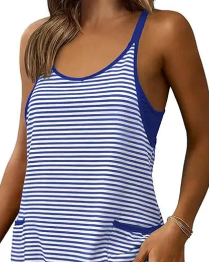 Jumpsuits Gestreift Ärmellos Camisole Lässig
