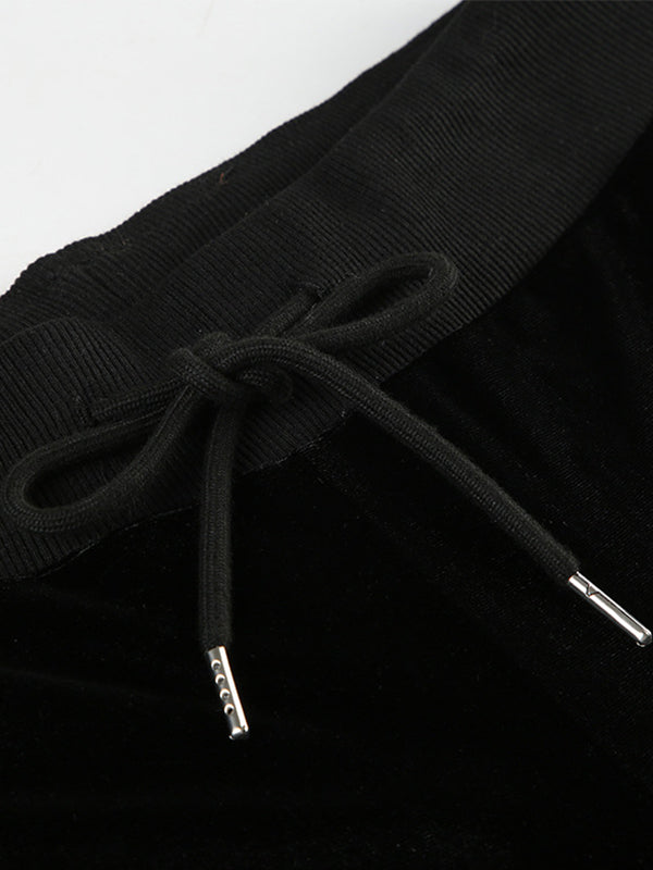 Black Y2K Star Print Flared Pants