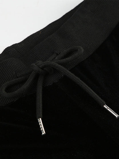 Black Y2K Star Print Flared Pants