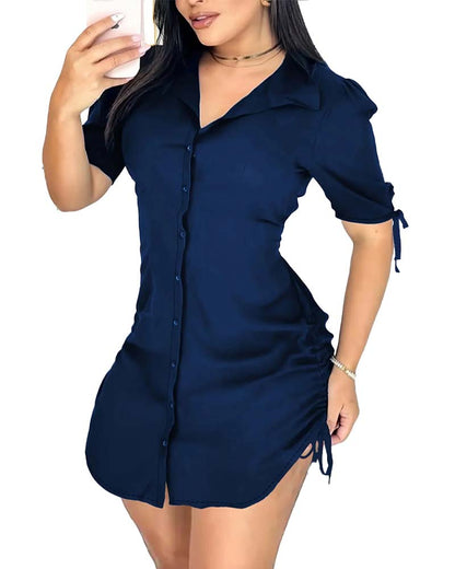 Kleid Taille Binden Hemd