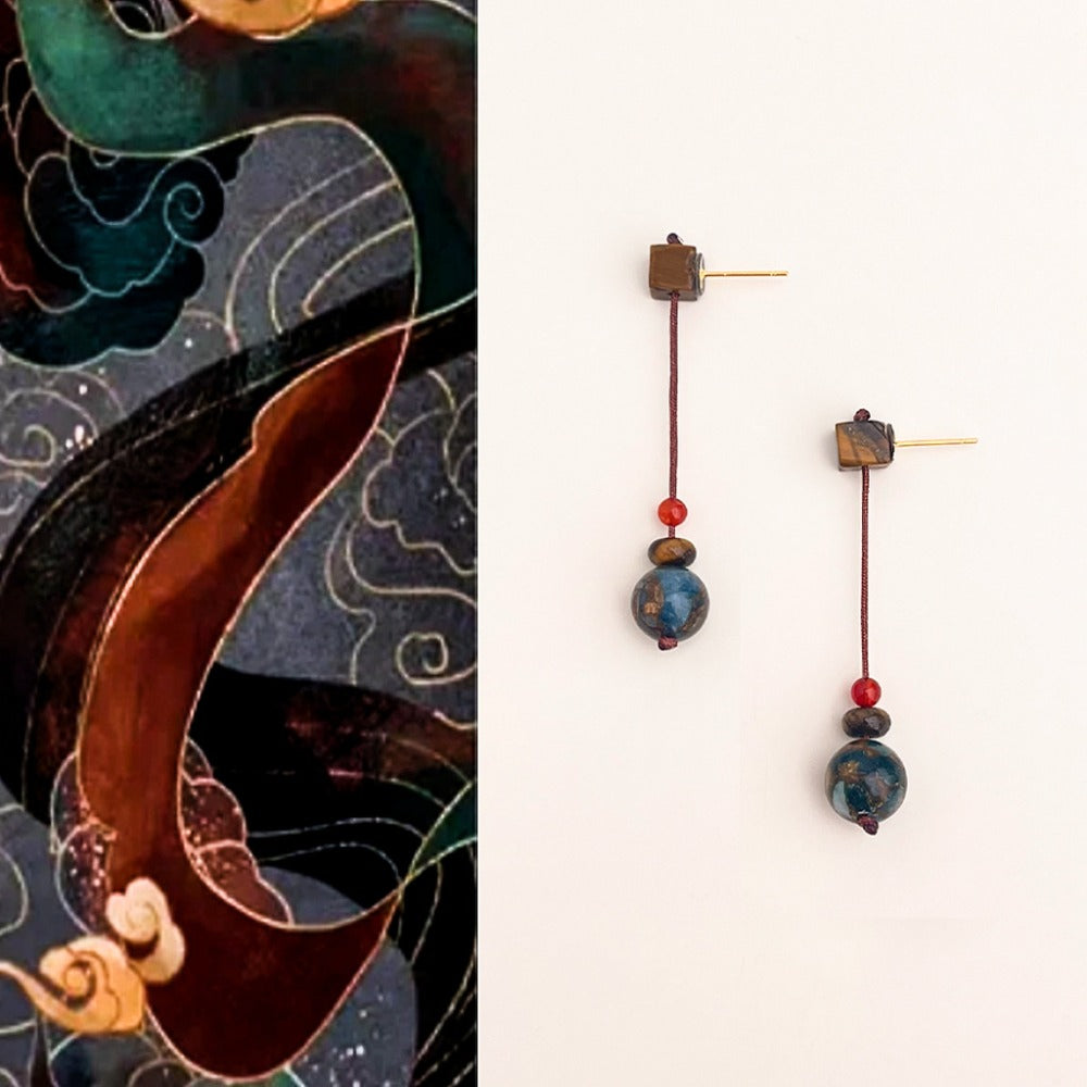 Multicolor Natural Stone Drop Earrings for Women - Eleonora