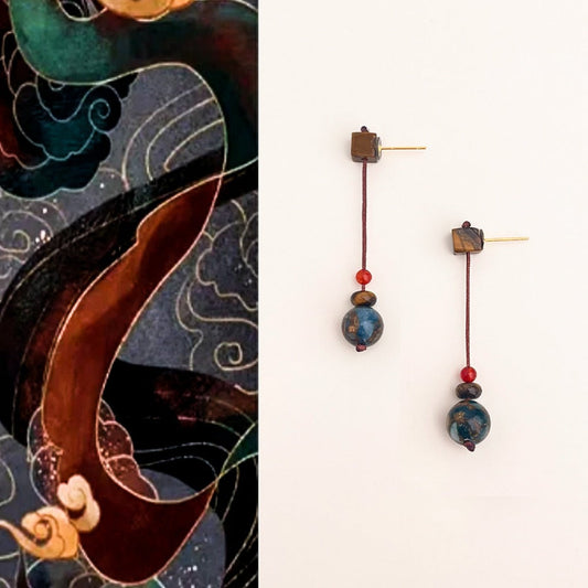 Multicolor Natural Stone Drop Earrings for Women - Eleonora