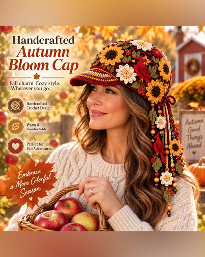 🍂 Damen Handgefertigte Gehäkelte Herbst Baseballkappe