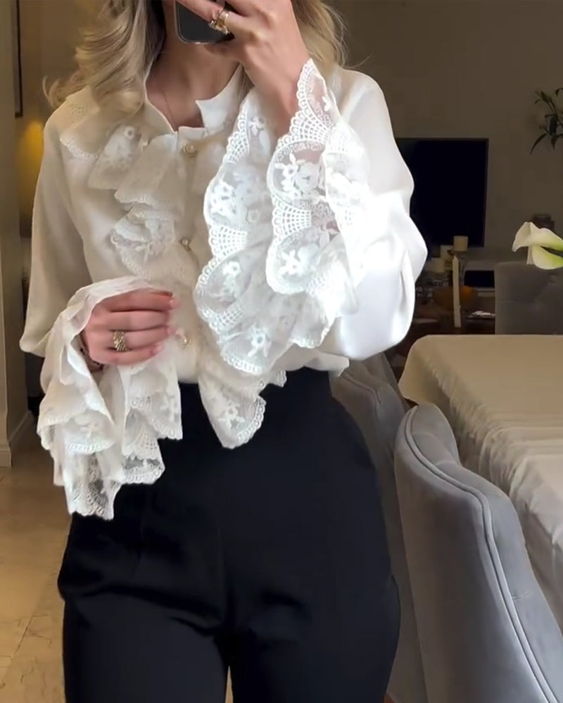 Bluse Stilvoll Rüschendesign