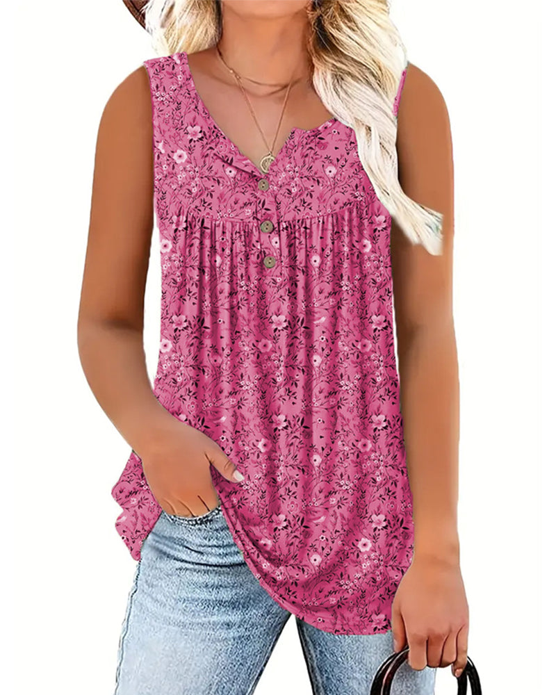 Tank Top Blumig Ärmellos