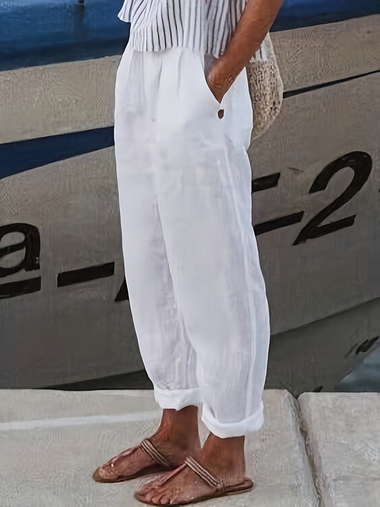 White linen trousers - Women Martina