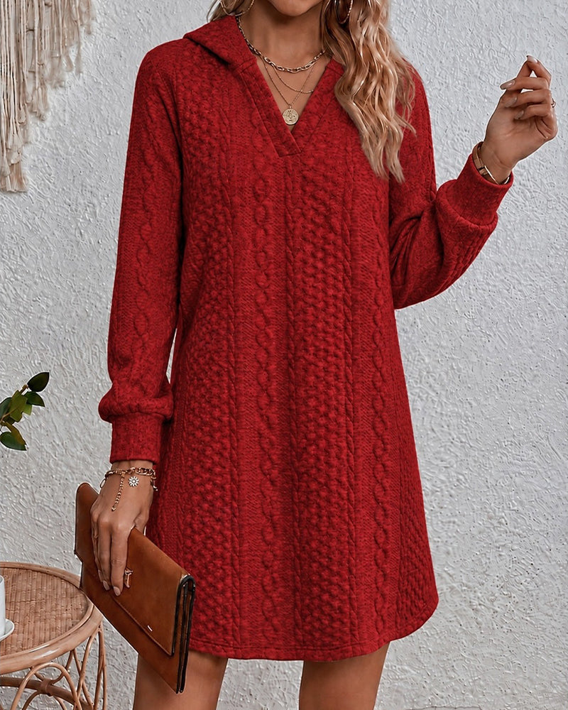 Kleid Kapuze Lässig Einfarbig