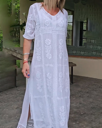Kleid Elegant V-Ausschnitt Maxi