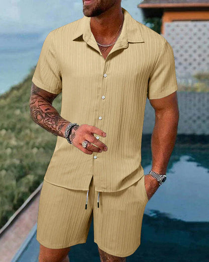 Zweiteiler Casual Herren Kurzarm Hemd