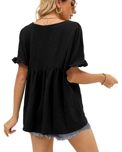 Bluse Lässig Rüsche Loose Fit