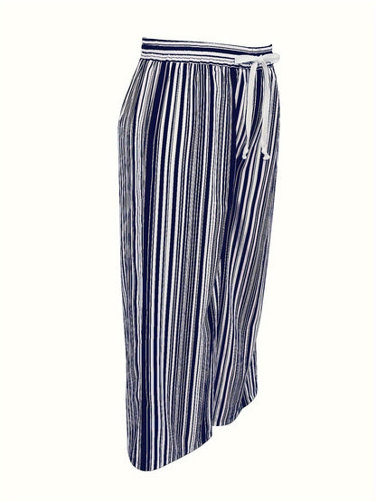 Black and white striped wide pants - Lisa