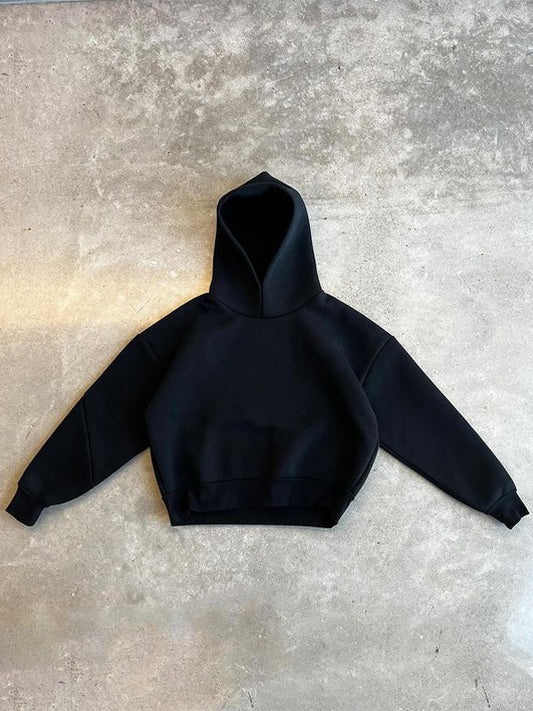 Einfarbiger Y2k Oversized Langarm Hoodie