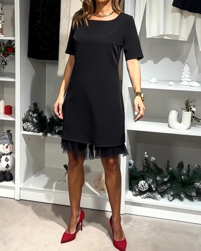 Kleid Patchwork modisch Rundhalsausschnitt