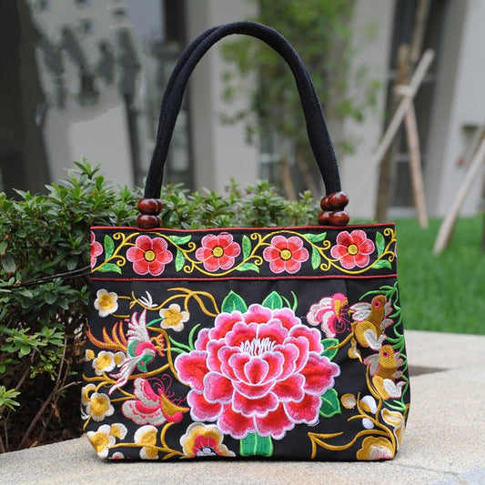 Vintage Blumen Bestickte Tasche Mehrfarbig