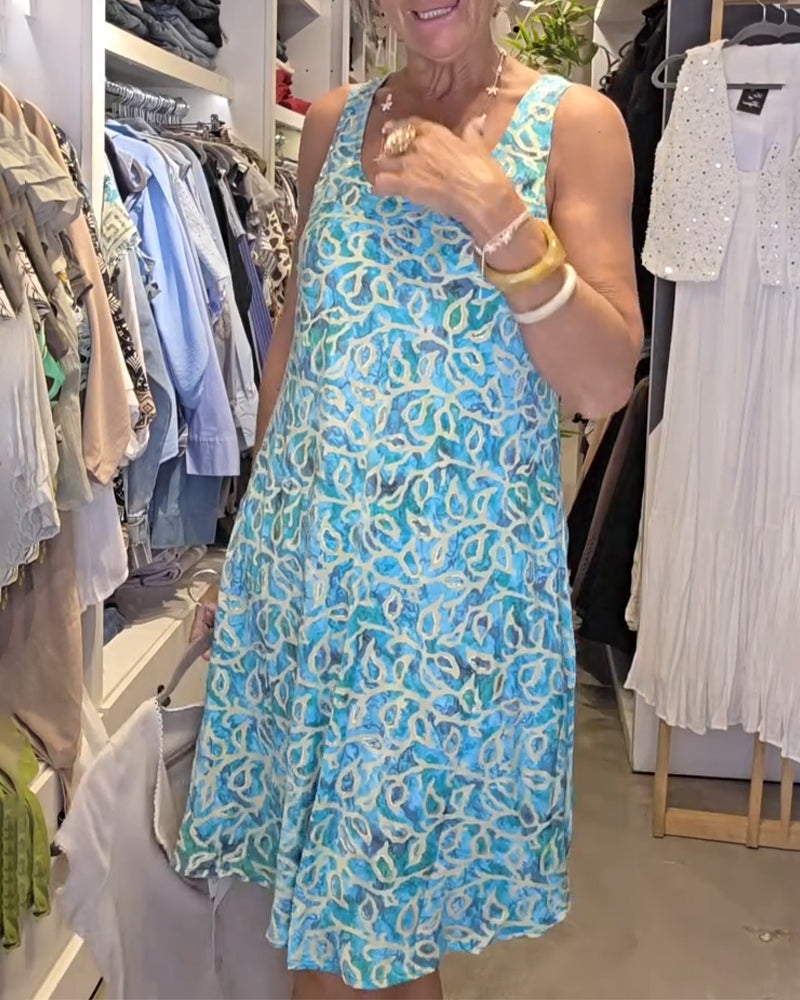 Kleid Ärmellos Träger Locker Gedruckt