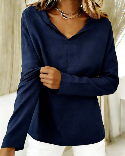 Top V-Ausschnitt einfarbig elegant