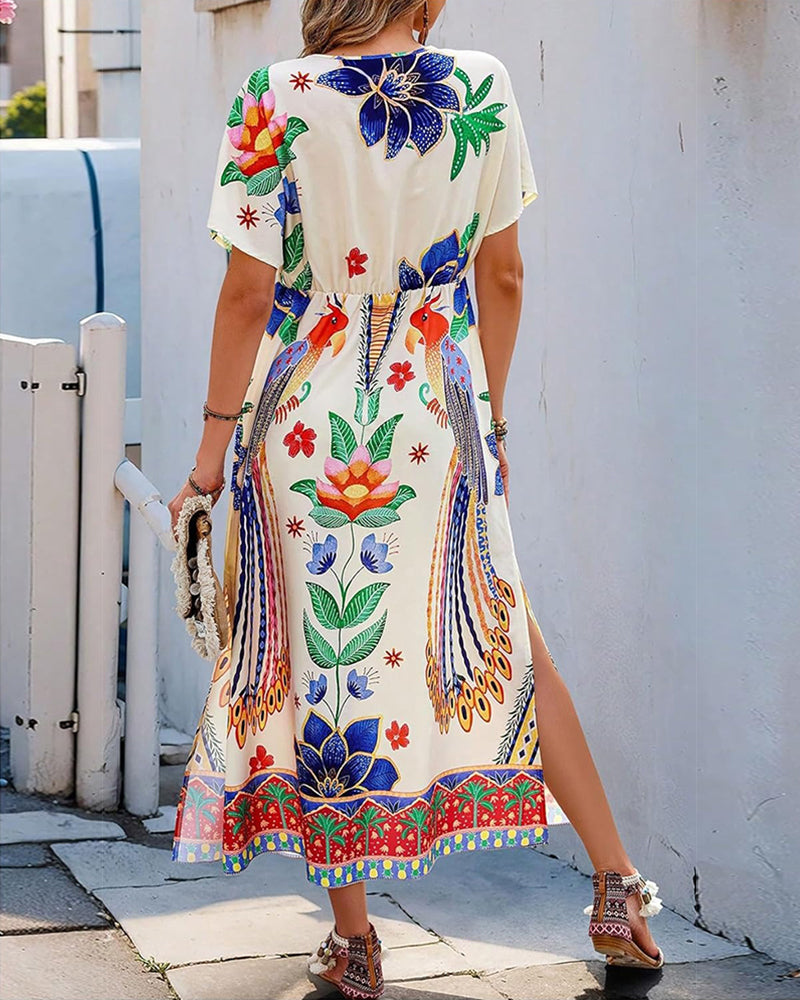 Kleid Bohemian-Druck Urlaub Maxi